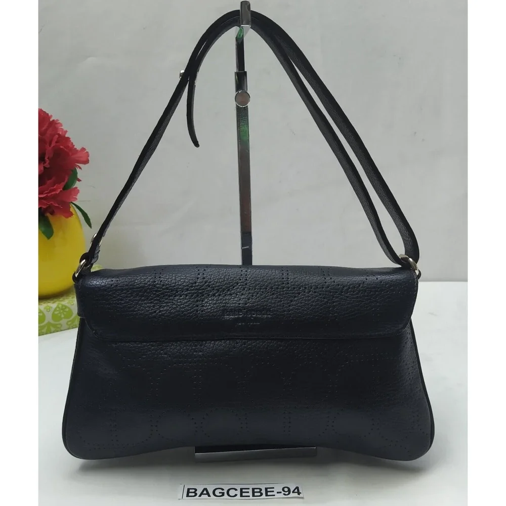 Kate Spade New York Black Leather Turnlock Flap Closure Hobo Crossbody Bag